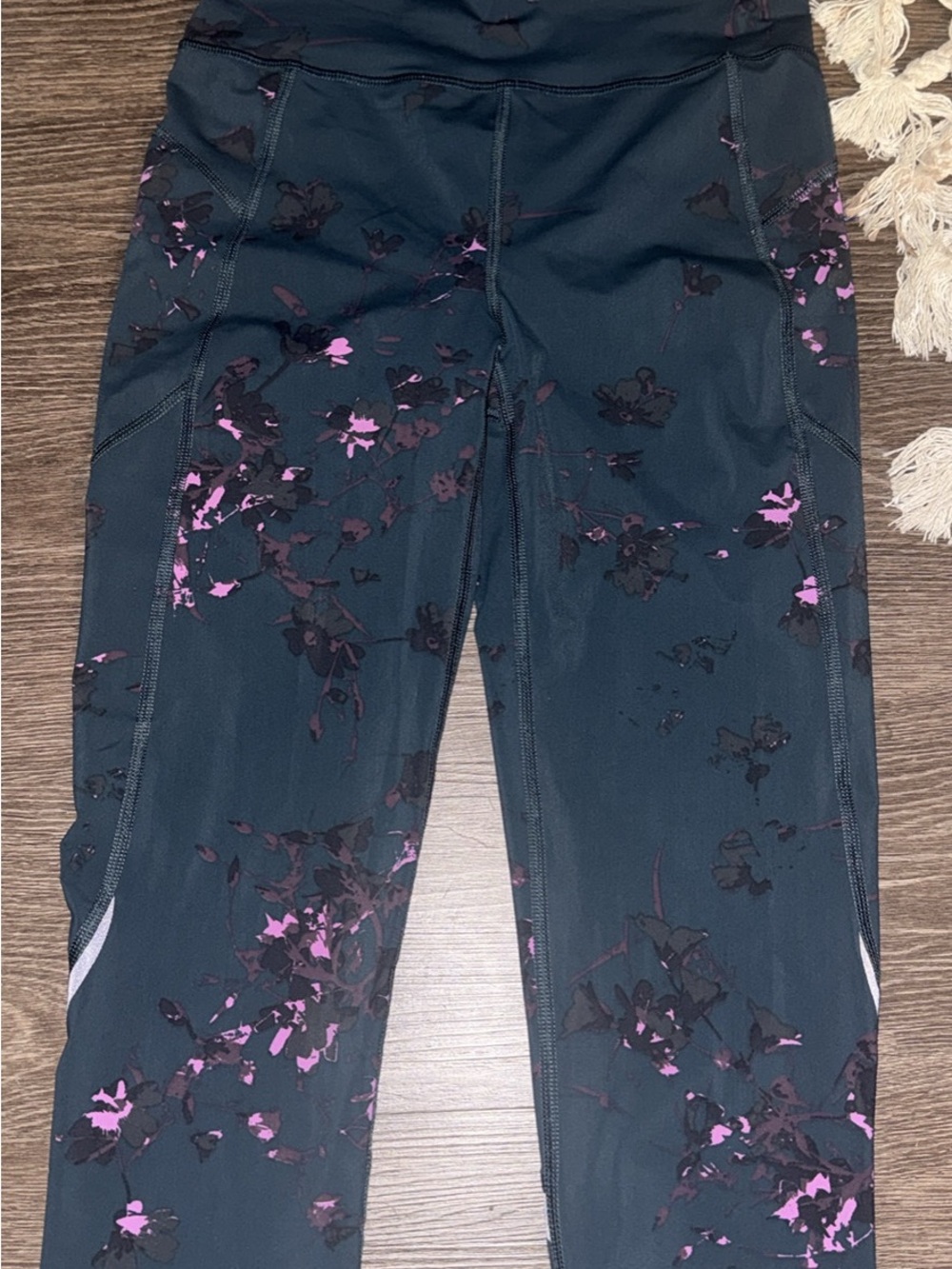 Sweaty Betty Black Leggings with Pink Floral Print